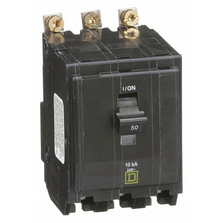 Square D Miniature Circuit Breaker, QO Series, 50A, 3 Pole, 120/240V AC, 10kA at 120/240V AC QOB350