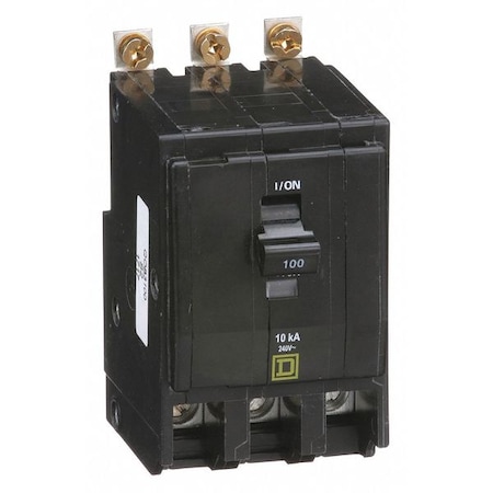 Square D Miniature Circuit Breaker, QO Series, 100A, 3 Pole, 120/240V AC, 10kA at 120/240V AC QOB3100