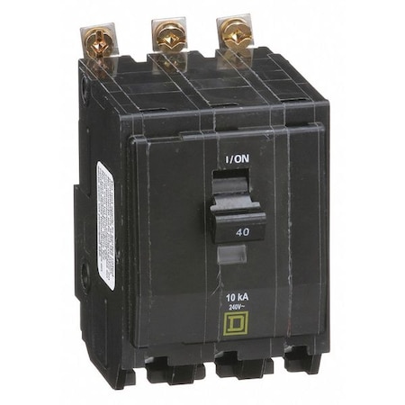 Square D Miniature Circuit Breaker, QO Series, 40A, 3 Pole, 120/240V AC, 10kA at 120/240V AC QOB340