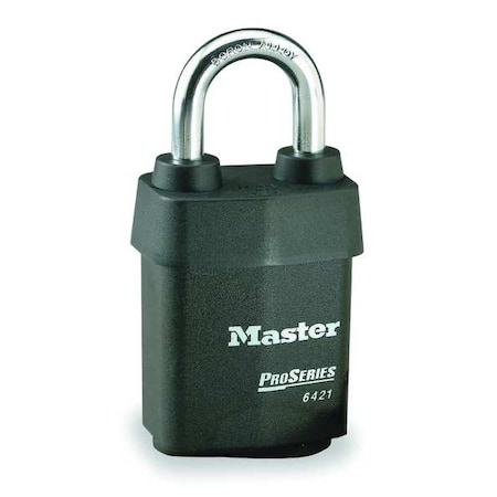 Master Lock Padlock, Coreless, Standard Shackle, Rectangular Steel Body, Boron Shackle, 7/8 in W 6421WO