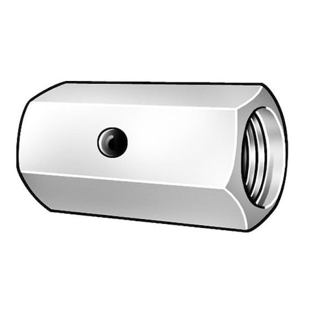 Zoro Select Coupling Nut, 3/8"-16, Steel, Grade 2, Zinc Plated, 1-1/8 in Lg, 9/16 in Hex Wd, 10 PK 250460BG