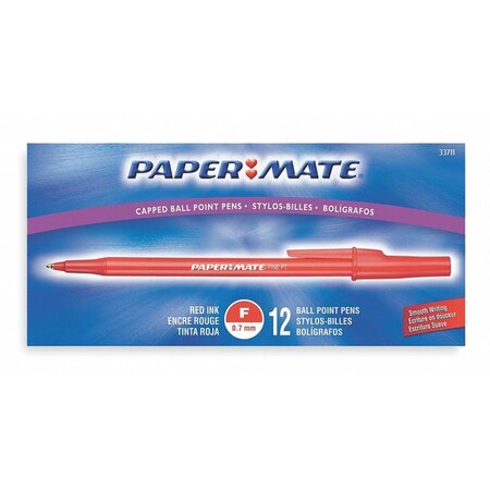 Paper Mate Ballpoint Pen, Fine, Red PK12 3371131