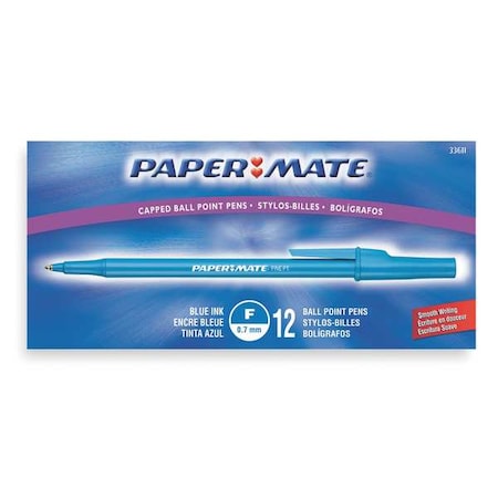 Paper Mate Stick Ballpoint Pen, Fine 0.8 mm, Blue PK12 3361131