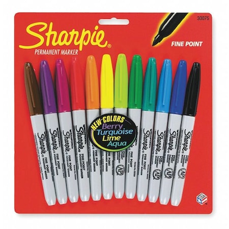 Sharpie Permanent Marker Set, Fine Tip, Assorted Colors, PK12 30075PP