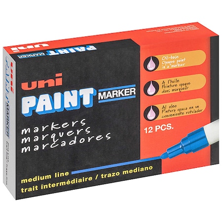Uni-Paint Permanent Marker, Medium Tip, Green Color Family, Paint, 12 PK 63604
