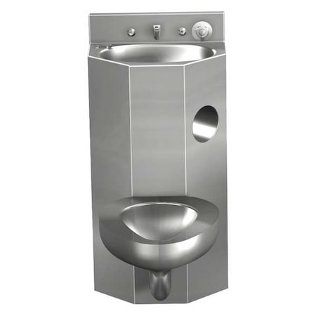 Acorn Controls Prison Toilet and Sink Combination Unit, 1.6 gpf gpf, Off Floor Mount, Silver 1418-CT-1-04-M-PHR-C01