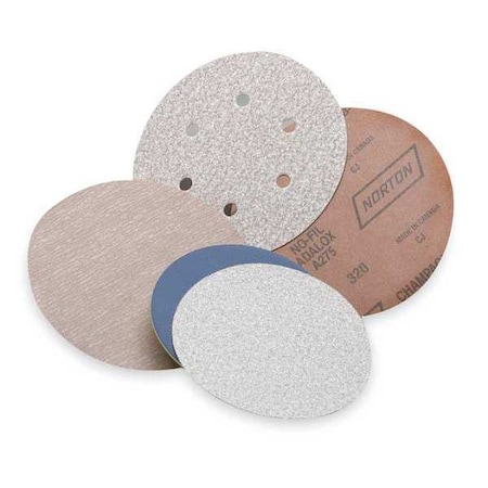 NORTON ABRASIVES PSA Sanding Disc, AlO, Paper, 5in, 220G, PK5 07660701809