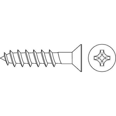 Zoro Select Wood Screw, #9, 1-1/2 in, Zinc Plated Steel Flat Head Phillips Drive, 100 PK WPFI0-901500-100P