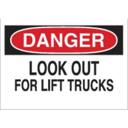 Brady Danger Sign, 10" H, 14" W, Plastic, Rectangle, English, 23002 23002