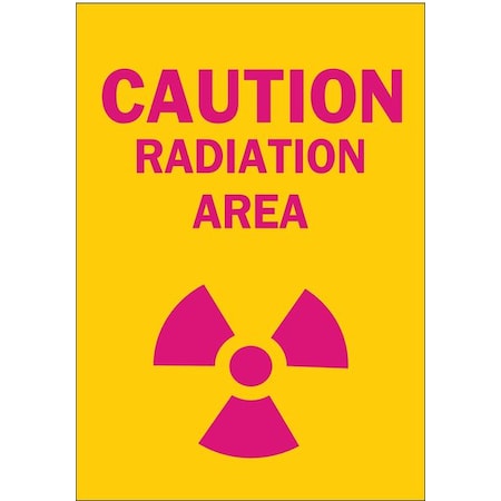 Brady Caution Radiation Sign, 10 in H, 7 in W, Aluminum, Rectangle, 42853 42853
