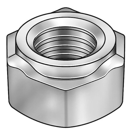 Zoro Select Hex Weld Nut, 3/8"-16, Steel, 5/8 in Wd, 5/64 in Ht, 50 PK 1LAH4