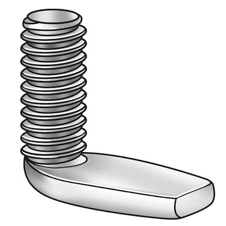 Zoro Select Weld Stud, #8-32, 1/2 in, Right-Angle, Steel, Black Oxide Finish, 50 PK 1LAP7