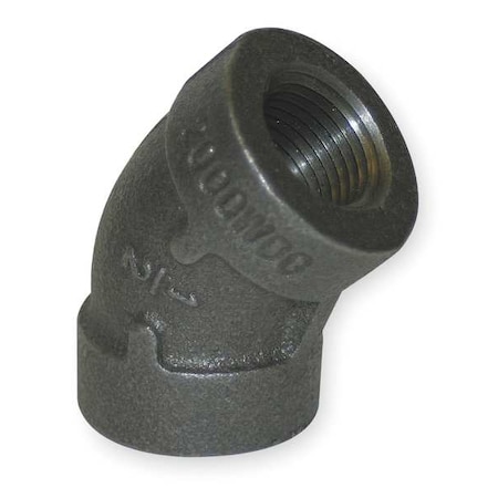 Zoro Select 45 Degree Elbow 45 Degree Elbow, 1/2" Pipe, FNPT, Malleable Iron, Class 150 5P469