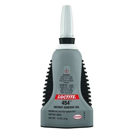 Loctite Instant Adhesive, 454 Series, Clear, 0.14 oz, Bottle 680522