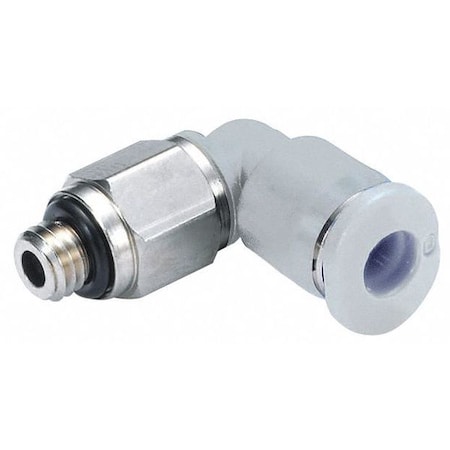 Norgren Swivel Elbow, 1/4 in Tube Size, Polybutylene, White, 10 PK M24470410