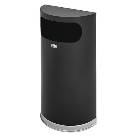 Rubbermaid Commercial Half Round 9 gal Half-Round Indoor Metal Can, Black, None, Steel, Not Applicable FGSO820PLBK