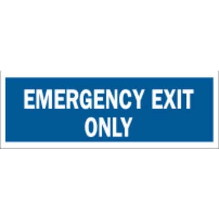 Brady Exit Sign, Fiberglass, 14" W, 5" H, Emergency Exit Only, Blue, White 70915