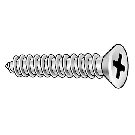 Zoro Select Sheet Metal Screw, #8 x 7/8 in, Plain 18-8 Stainless Steel Flat Head Phillips Drive, 100 PK 1WA22