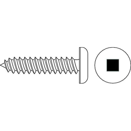 Zoro Select Sheet Metal Screw, #10 x 1-1/4 in, Zinc Plated Steel Pan Head Square Drive, 100 PK SMQPI-1001250-100P