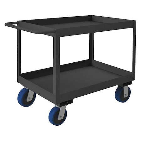 Zoro Select Utility Cart with Deep Lipped Metal Shelves, Steel, 3,600 lb Load Capacity, 2 Shelves, 36 in L RSC3-1830-2-3.6K-6PU-95