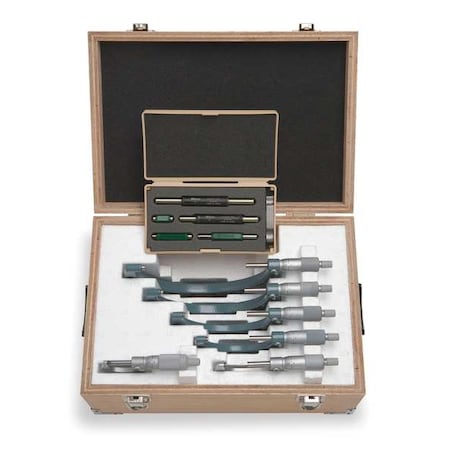 MITUTOYO Micrometer Set, 0 to 6 In, 0.0001 In, 6 Pc 103-907-40