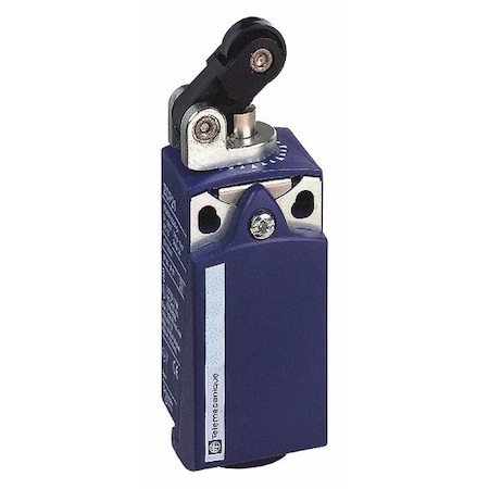 Telemecanique Sensors Limit Switch, Plunger, Roller Lever, 1NC/1NO, 10A at 240V AC, Actuator Location: Top XCKP2121G11