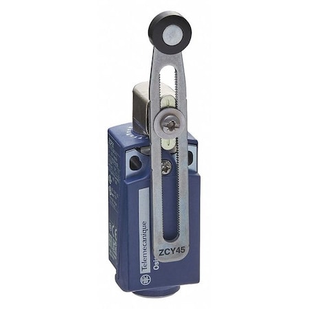 Telemecanique Sensors Limit Switch, Adjustable Roller Lever, Rotary, 1NC/1NO, 10A at 240V AC, Actuator Location: Side XCKP2145N12
