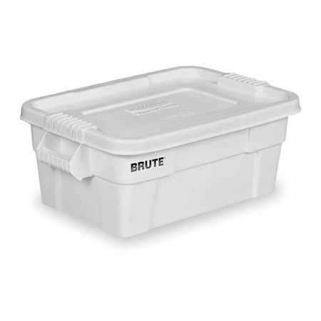 Rubbermaid Commercial Stack & Nest Storage Tote W/ Lid, 14 gal, 27-7/8 in L x 16-1/2 in W x 10-3/4 in H, White, Plastic FG9S3000WHT