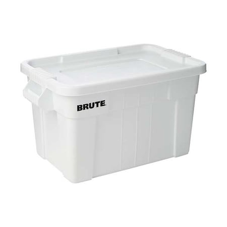 RUBBERMAID COMMERCIAL Storage Tote, White, Plastic, 27 3/4 in L, 17 4/5 in W, 15 1/8 in H, 20 gal Volume Capacity FG9S3100WHT