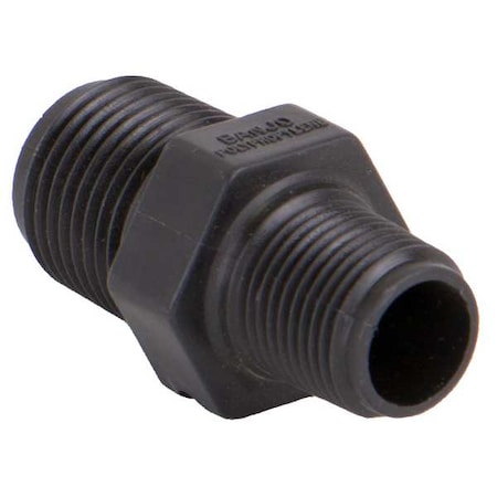 Banjo Reducing Nipple, Polypropylene, 1/2" x 3/8", Schedule 80, 300 psi Max Pressure RN050-038