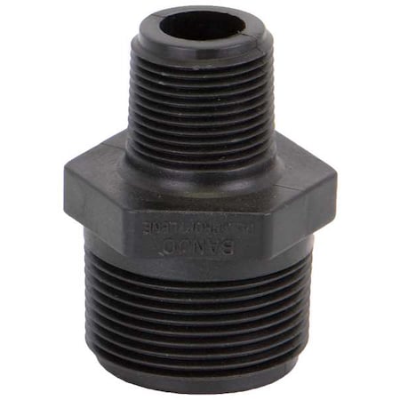 Banjo Reducing Nipple, Polypropylene, 1-1/4" x 3/4", Schedule 80, 300 psi Max Pressure RN125-075