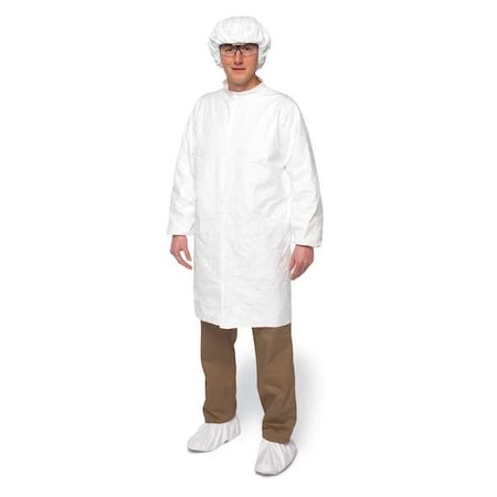 DUPONT Cleanroom Coat, 2XL, Tyvek(R), Wht, PK30 IC263SWH2X00300B