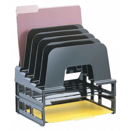 Officemate Letter Tray, Black, Plastic, 13 3/8 in W, 9 in L, 14 1/2 in H, 7 Number of Compartments 22112