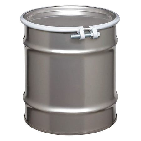 Zoro Select Open Head Transport Drum, 304 Stainless Steel, 10 gal, Unlined, Silver ST1004