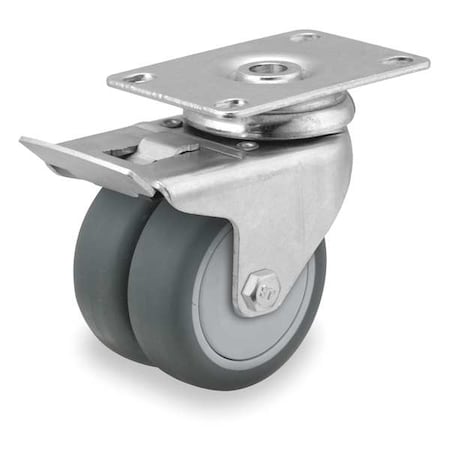 COLSON 3" X 2" Non-Marking Rubber Thermoplastic Swivel Caster, Total Lock Brake, Loads Up To 220 lb DW03TPP100TLTP01