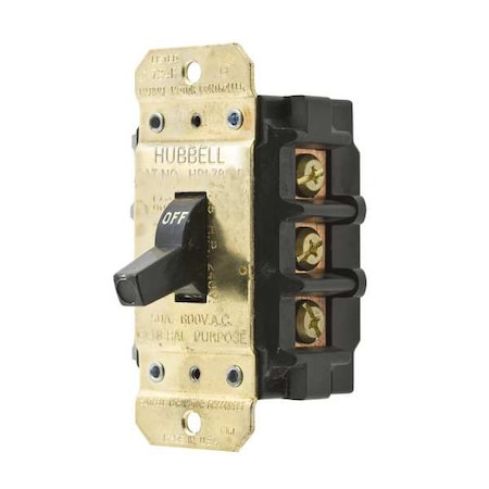 Hubbell Wiring Device-Kellems Manual Motor Switch, 50 A, 3 P, 3 Phase, Toggle, Circuit-Lock Series, No Enclosure HBL7853D