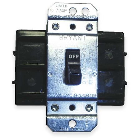 Hubbell Wiring Device-Kellems Manual Motor Switch, 60 A, 2 P, 1 Phase, Toggle, Circuit-Lock Series, No Enclosure HBL7862D