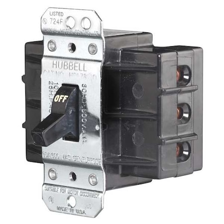 Hubbell Wiring Device-Kellems Manual Motor Switch, 60 A, 3 P, 3 Phase, Toggle, Circuit-Lock Series, No Enclosure HBL7863D