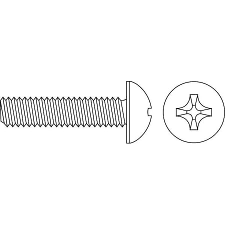 Zoro Select #10-32 x 1-3/4 in Phillips Round Machine Screw, Zinc Plated Steel, 100 PK MPRFI-1001750-100P