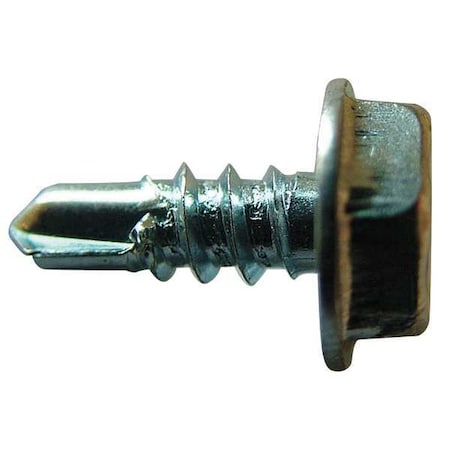 Zoro Select Self-Drilling Screw, #10 x 5/8 in, Zinc Plated Steel Flange Hex Head External Hex Drive, 100 PK U31810.019.0062