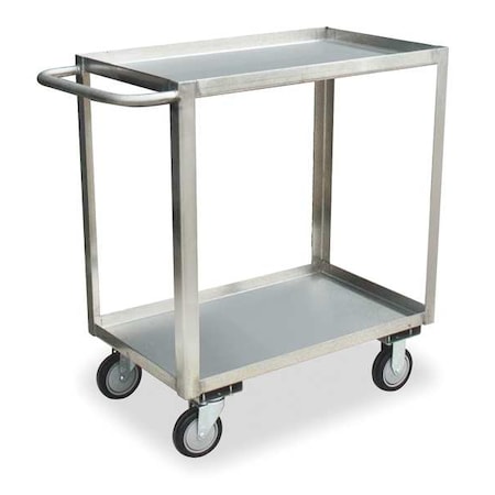 Jamco Utility Cart, 16 ga. Stainless Steel, 1,200 lb Load Capacity, 2 Shelves, 30 in L, 19 in W, 35 in H XB124S500