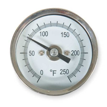 ZORO SELECT 1NFW9 Bimetal Thermom,2 In Dial,0 to 250F 