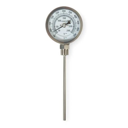 ZORO SELECT Bimetal Thermom, 3 In Dial, 50 to 550F 1NGB6
