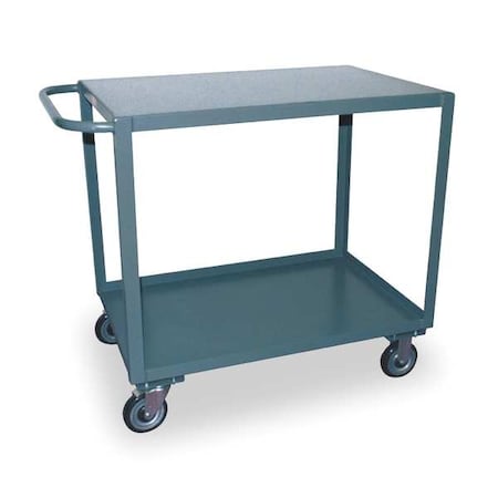 Jamco Flat Handle Utility Cart, Steel, 2,400 lb Load Capacity, 2 Shelves, 54 in L, 25 in W, 36" H SE248P600GP