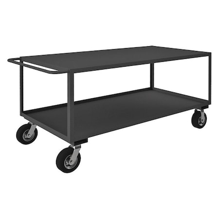 Zoro Select Utility Cart with Lipped & Flush Metal Shelves, Steel, 3,000 lb Load Capacity, 2 Shelves, 36 in H RSC-306036-2-3K-TLD-95