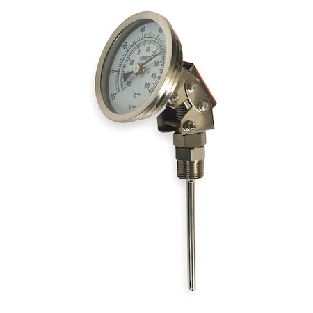 Zoro Select Bimetal Thermom, 3 In Dial, -20 to 120F, Connection Location: Adjustable 1NGA4