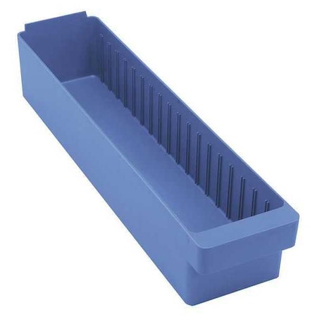 Quantum Storage Systems Drawer Storage Bin, High Impact Polystyrene, Blue, 4 5/8 in H, 5 9/16 in W, 23 7/8 in L QED603BL