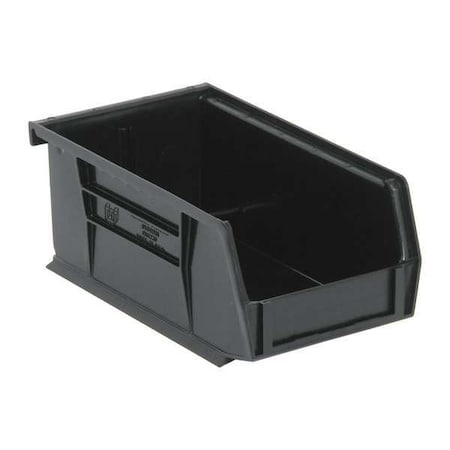 Quantum Storage Systems Hang & Stack Storage Bin, Polypropylene/Polyethylene, Black, 3 in H, 4 1/8 in W, 7 3/8 in L QUS220BR