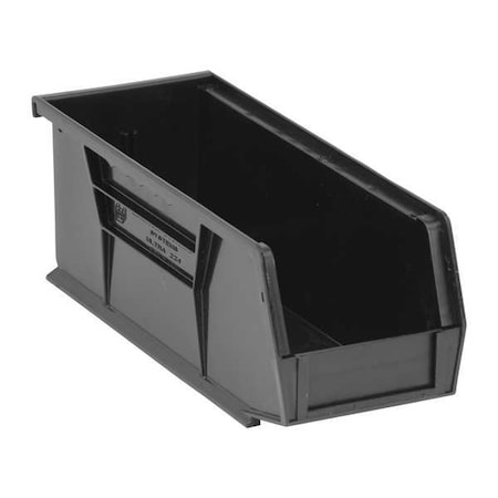 Quantum Storage Systems Hang & Stack Storage Bin, Polypropylene/Polyethylene, Black, 4 in H, 4 1/8 in W, 10 7/8 in L QUS224BR