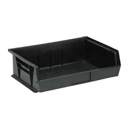 Quantum Storage Systems Hang & Stack Storage Bin, Polypropylene/Polyethylene, Black, 5 in H, 16 1/2 in W, 10 7/8 in L QUS245BR